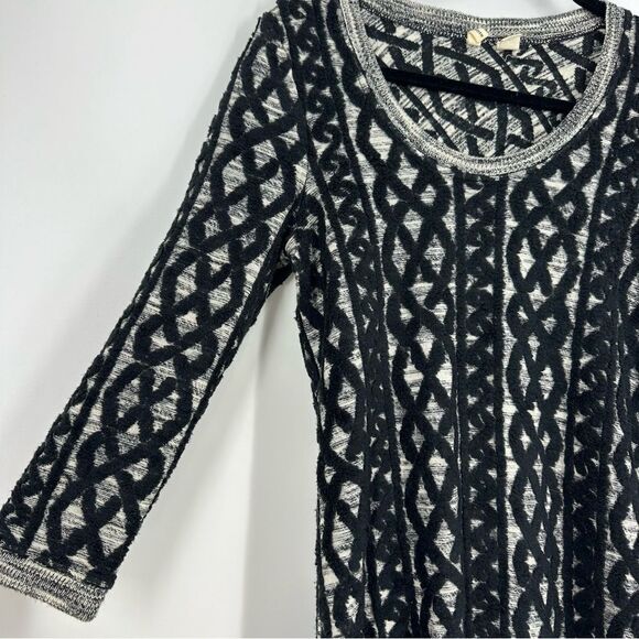 MOTH Anthropologie Black Chain Stitch Pattern Sweater Dress Sz XS - Picture 8 of 8